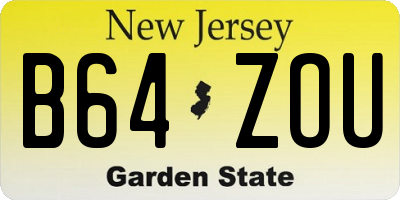 NJ license plate B64ZOU