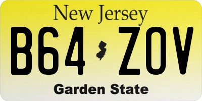 NJ license plate B64ZOV