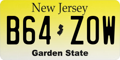 NJ license plate B64ZOW