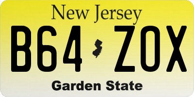 NJ license plate B64ZOX