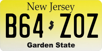 NJ license plate B64ZOZ