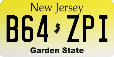 NJ license plate B64ZPI