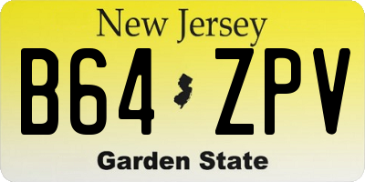 NJ license plate B64ZPV