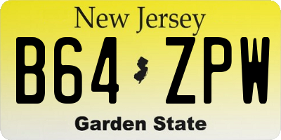 NJ license plate B64ZPW