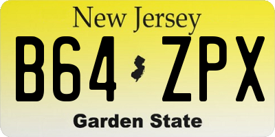 NJ license plate B64ZPX