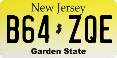 NJ license plate B64ZQE