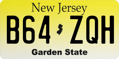 NJ license plate B64ZQH