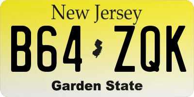 NJ license plate B64ZQK