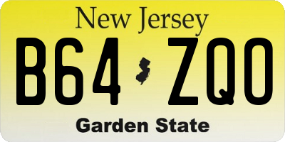 NJ license plate B64ZQO
