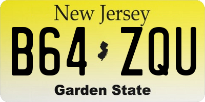 NJ license plate B64ZQU