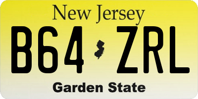 NJ license plate B64ZRL