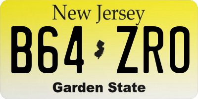 NJ license plate B64ZRO