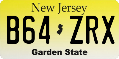 NJ license plate B64ZRX