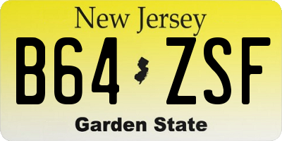 NJ license plate B64ZSF
