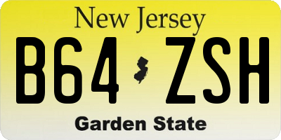 NJ license plate B64ZSH