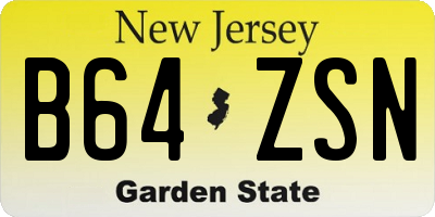 NJ license plate B64ZSN