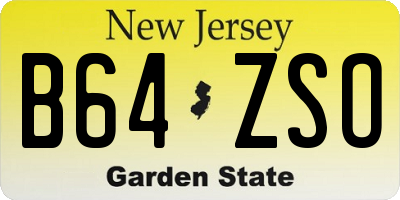 NJ license plate B64ZSO