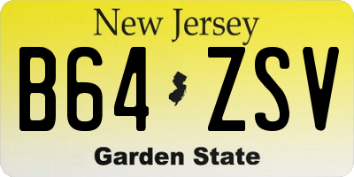 NJ license plate B64ZSV