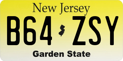 NJ license plate B64ZSY