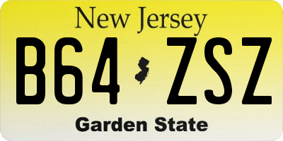 NJ license plate B64ZSZ