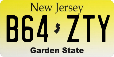 NJ license plate B64ZTY