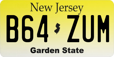 NJ license plate B64ZUM