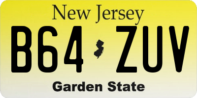 NJ license plate B64ZUV