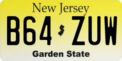 NJ license plate B64ZUW