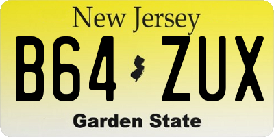 NJ license plate B64ZUX