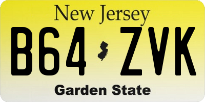 NJ license plate B64ZVK