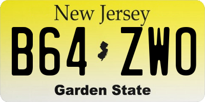 NJ license plate B64ZWO