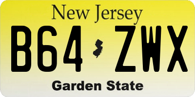 NJ license plate B64ZWX