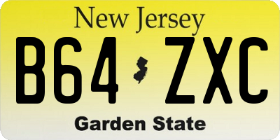 NJ license plate B64ZXC