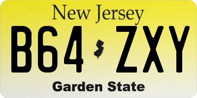 NJ license plate B64ZXY