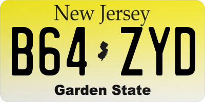NJ license plate B64ZYD