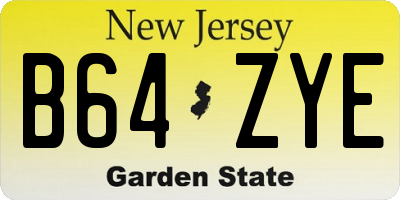 NJ license plate B64ZYE