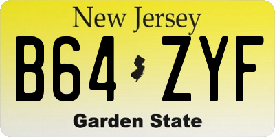 NJ license plate B64ZYF
