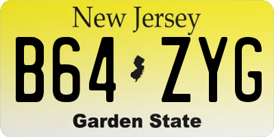 NJ license plate B64ZYG
