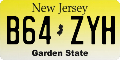 NJ license plate B64ZYH