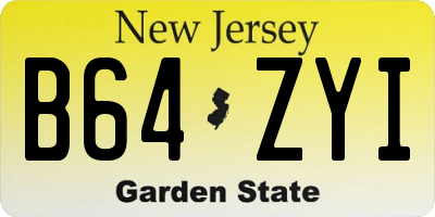 NJ license plate B64ZYI