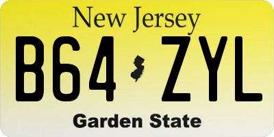 NJ license plate B64ZYL