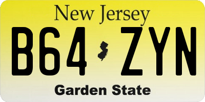 NJ license plate B64ZYN