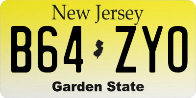 NJ license plate B64ZYO
