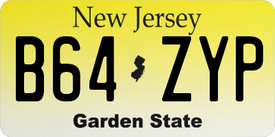 NJ license plate B64ZYP