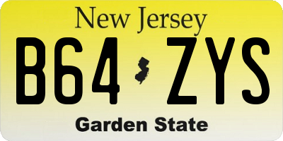 NJ license plate B64ZYS
