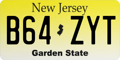 NJ license plate B64ZYT