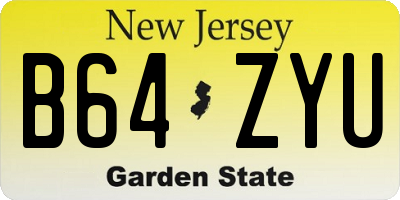 NJ license plate B64ZYU