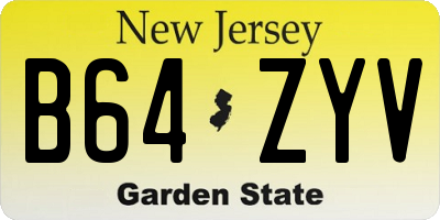 NJ license plate B64ZYV