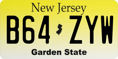 NJ license plate B64ZYW