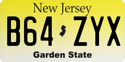 NJ license plate B64ZYX